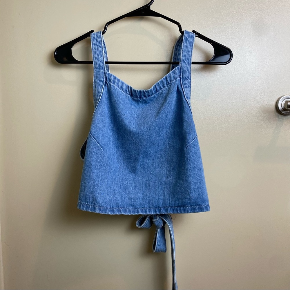 ZARA Women’s Large Denim Crop Halter Top